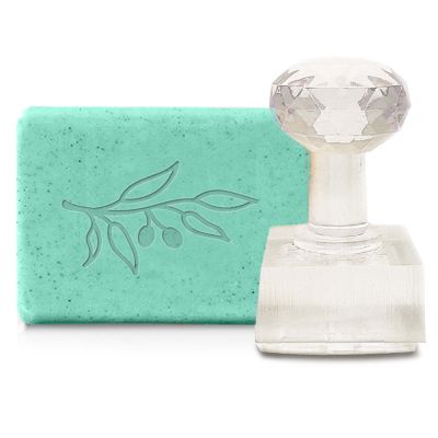 CRASPIRE Acrylic Soap Stamp Olive Leaf Handmade Clear Soap Chapter Branch Imprint Embossing with Handle 1.57" Embossing for DIY Arts Crafts Making Wedding Clay Cookie Pottery Biscuits Projects