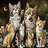 Cat Family Diamond Painting Kits - Warm Atmosphere for Beginners, Full Round Fine Rhinestone Gemstone Cross Stitch Kit, for Room Decor & Home Decor Gifts (12 X 16 Inch) view 1