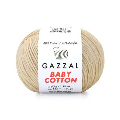 4 Pack (Skein) Gazzal Baby Cotton, 60% Cotton 40% Acrylic, Each Ball 1.76 Oz (50g) / 180 Yards (165m), DK- Worsted, Knitting Yarn, Amigurumi Yarn, Baby Yarn, 3445