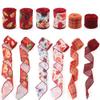 1.5" and 2.5'' Burgundy Fall Pumpkin Maple/Oak Leaf Wired Ribbon for Autumn and Thanksgiving Holiday 6 Rolls Total 30 Yards in Length (Fall Pumpkin) view 2