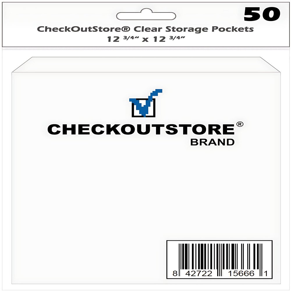 100 CheckOutStore Cardstock Clear Storage Pockets (12 3/4 x 12 3/4)