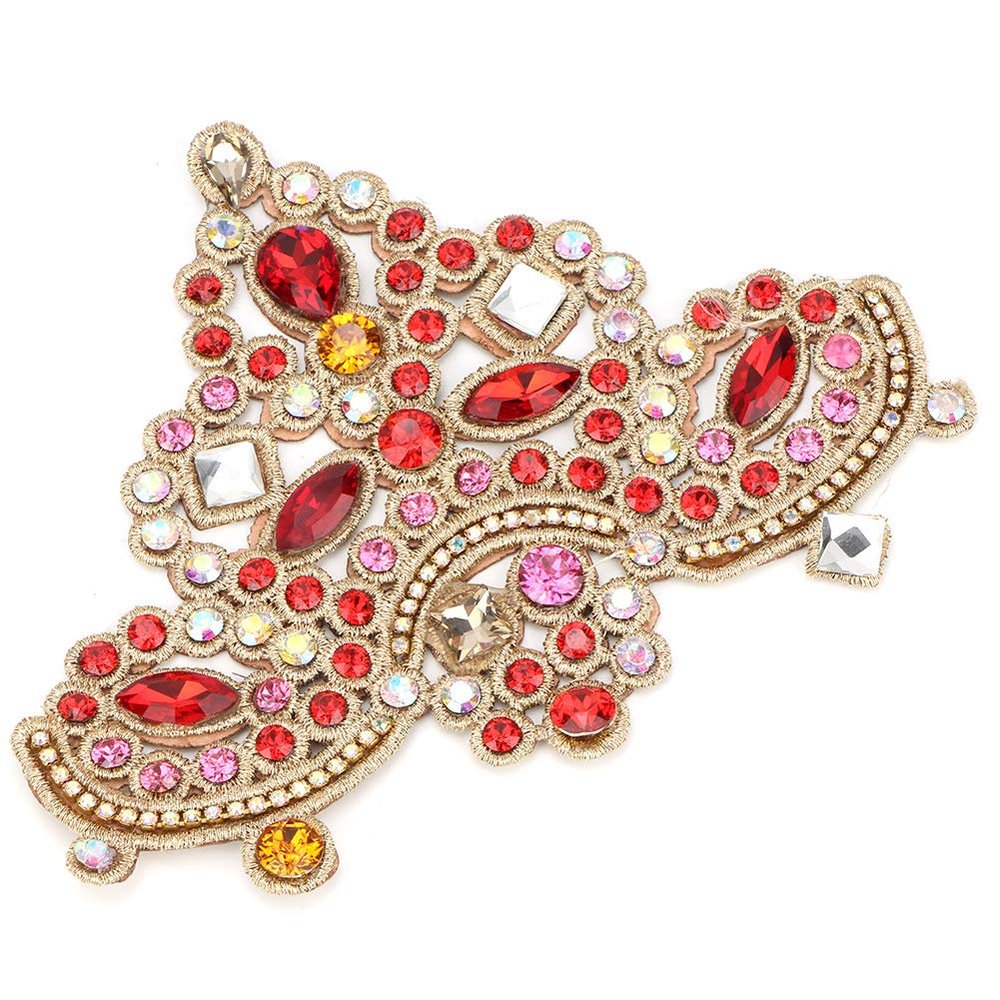 Crystal Applique Clothes, Appliques2pcs Rhinestone Crystal, Rhinestones Glass Stones Glitter Applique Sew On Faux Pearl Patch for Clothes Shoes Bag (#5)