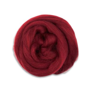 Revolution Fibers Dyed Corriedale Wool | 8.2 Ounces of Premium Combed Wool Top | 26 Micron, 100% Pure Corriedale Wool Roving, Ethically Sourced (Ruby Red)