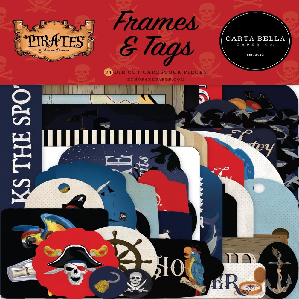 Carta Bella Frames & Tags, Pirates Cardstock Ephemera 33/Pkg