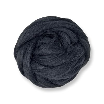 Revolution Fibers Dyed Corriedale Wool | 8.2 Ounces of Premium Combed Wool Top | 26 Micron, 100% Pure Corriedale Wool Roving, Ethically Sourced (Raven Black)