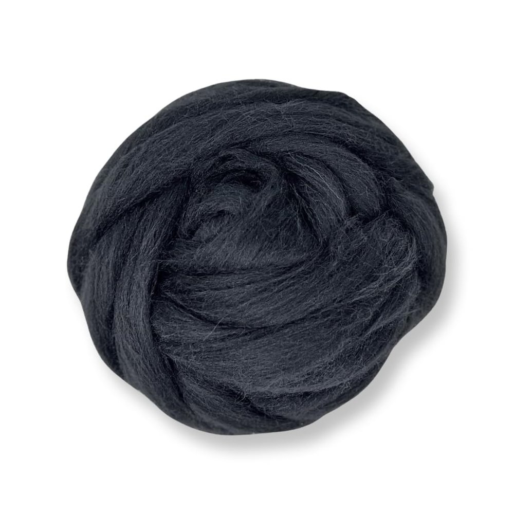 Revolution Fibers Dyed Corriedale Wool | 8.2 Ounces of Premium Combed Wool Top | 26 Micron, 100% Pure Corriedale Wool Roving, Ethically Sourced (Raven Black)