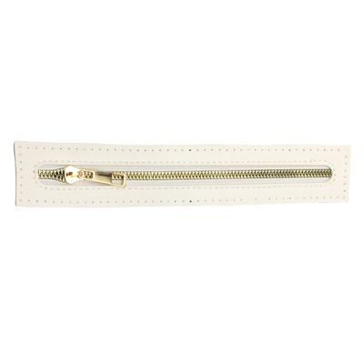 Queenbox 1.5x9.2in Synthetic PU Leather Zipper, Metal Coil Tape Pull Tab Slider for Sewing Garment Bag Repair, White