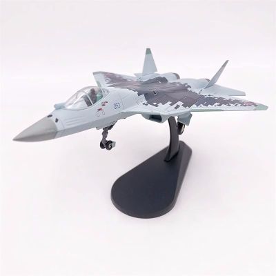 AZIZAT 1:100 Scale Russian Su-57 Fighter Aircraft Metal Military Plane Display Die-Cast Aircraft Model Plane for Collection Festival Gift Ornament