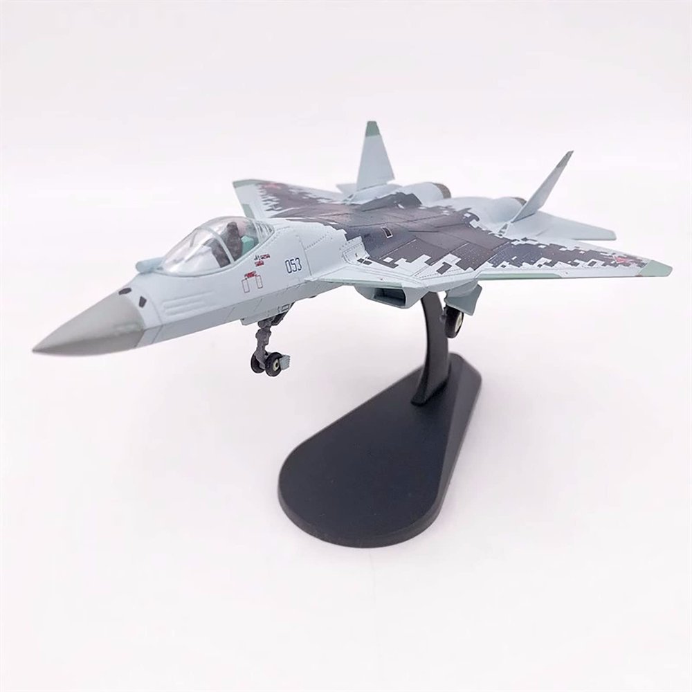 AZIZAT 1:100 Scale Russian Su-57 Fighter Aircraft Metal Military Plane Display Die-Cast Aircraft Model Plane for Collection Festival Gift Ornament