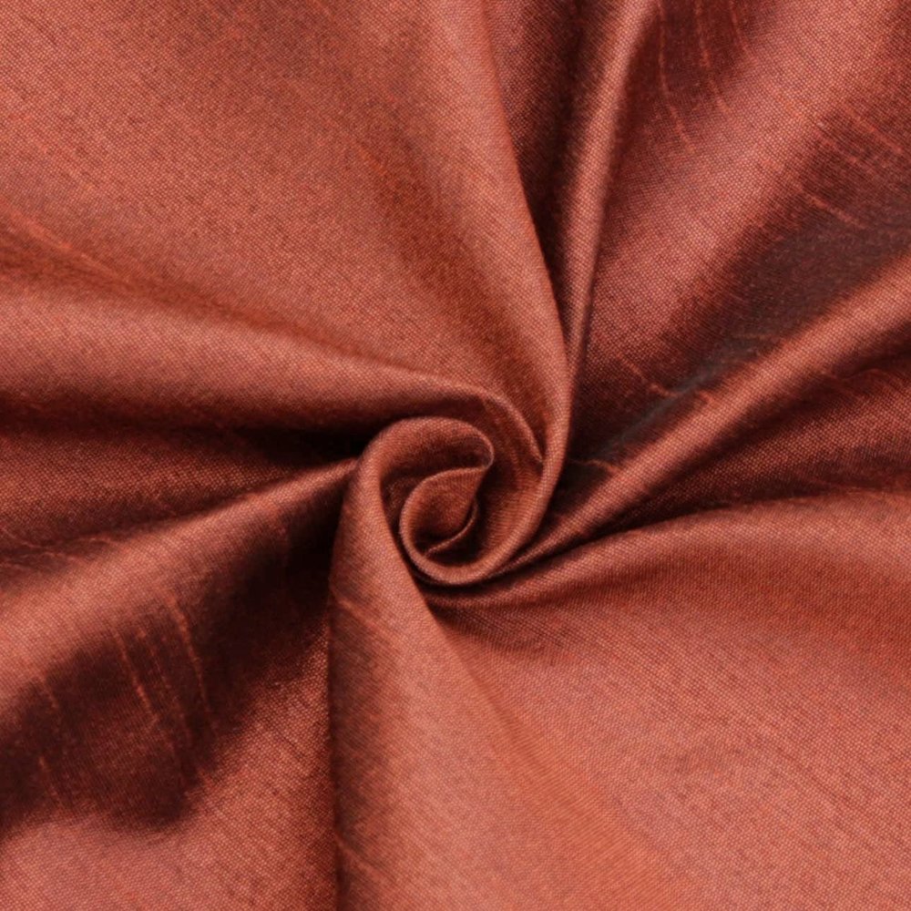 Fabric Mart Direct Rust Faux Silk/Art Silk Fabric By The Yard, 14 Continuous Yards 42 inches Width Slubeed Faux Silk Solid Color Orange Wholesale Upholstery Fabric for Curtains