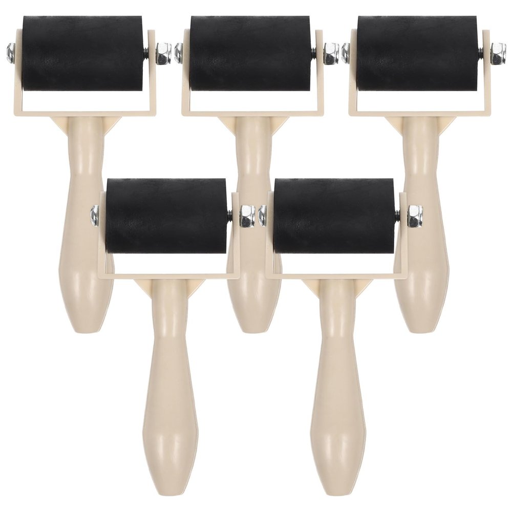 Ciieeo 5 Pcs Brayer Roller Set for Printmaking with Rubber Ink Brayers for Kids Art Projects Stamping Painting and Glue Spreading Tools 3.74X1.96X0.78In Each