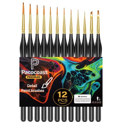 Detail Paint Brushes Set, 12PC Miniature Brushes for Fine Detailing & Art Painting, Small Tiny Paint Brush Perfect for Acrylic, Paint by Number, Craft, Models (Black)