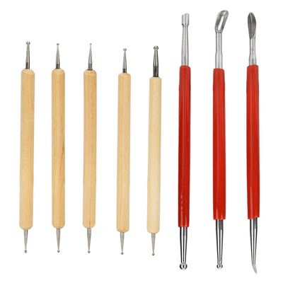 Tyenaza 8Pcs DIY Handmade Leather Craft Carving Stylus Tool, 3Pcs Leather Craft Spoon and 5Pcs Double Head Point Drill Pen Kit Set