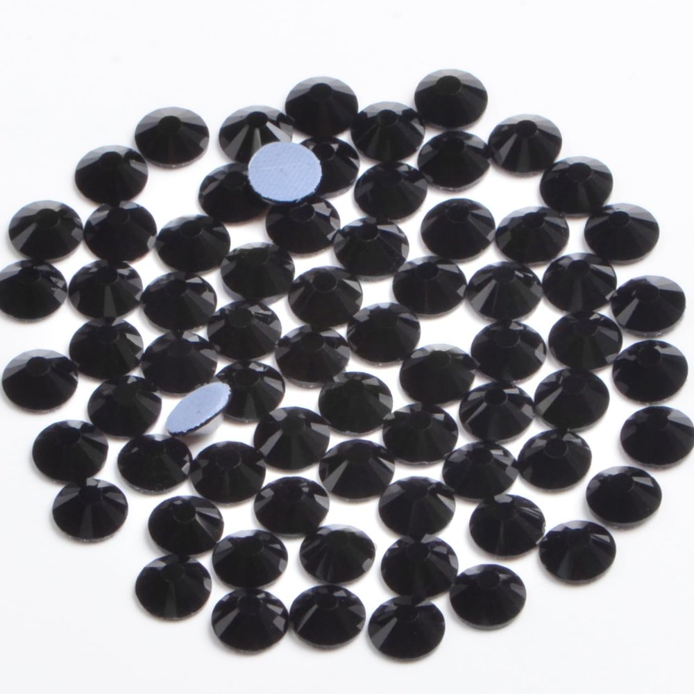 Bymitel Hotfix Crystal Rhinestones Round Gems Iron on DIY Jewelry Making Flat Back for Crafts,Black, 2mm(SS6/2880pcs)