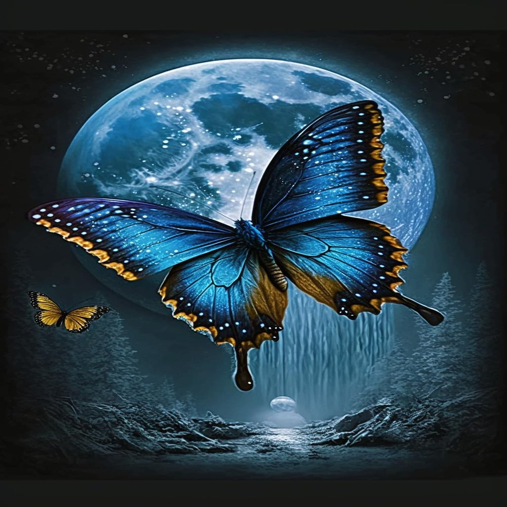 RMSGOZO 16 X 20 Inch DIY Diamond Painting Kits for Adults, Diamond Art Moon Butterfly, Full Drill Crystal Rhinestone Embroidery Craft Kits for Home Wall Decor Gifts