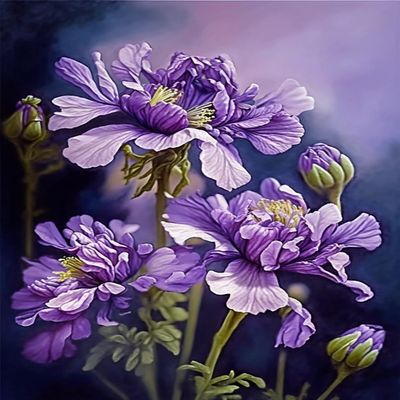 RMSGOZO 5D Retro Diamond Painting Kits - Purple Flowers Full Round Diamond Crystal Art Craft Kits for Adults and Kids, for Wall Decor & Living Room Decor Gifts (12 X 18 Inch)