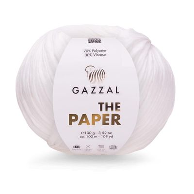 2 Skein/Pack Gazzal The Paper Yarn, 70% Polyester 30% Viscose, Soft Raffia Yarn, 3,52 oz, 108 yds, Washable and Ironable Raphia, Crochet Paper Hat, Crochet Beach Bag, 3969
