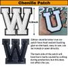 3Pcs Chenille Letter Patches Iron on Patches Varsity Letter Patches Chenille Embroidered Patch Sew On Patches for Clothing Hat Bags Jackets Shirt (White, M) view 2