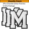 3Pcs Chenille Letter Patches Iron on Patches Varsity Letter Patches Chenille Embroidered Patch Sew On Patches for Clothing Hat Bags Jackets Shirt (White, M) view 3