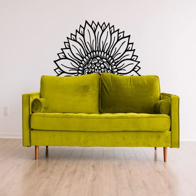 Sunflower Large Removable Vinyl Wall Decal Modern Boho Dcor Original Sricker (Medium 20"x40", Medium Grey)