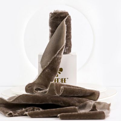 MEEDEE Brown Velvet Ribbon 3 Inch Brown Fringe Ribbons Raw Edge Silk Velvet Ribbon for Wreaths, Flower Bouquet, Photography, Dress Sash, Baby Shower, Wedding Decor (3 Yards)