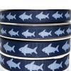 3 yds 3/8" or 5/8" or 7/8" Gray Sharks Shark on Navy Blue Grosgrain Ribbon (5/8") view 1