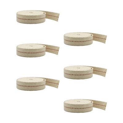 Light of Mine - 3/4" Inch 6' Foot, 100% Cotton Flat Wick - 6 Pack, for Paraffin Oil, Kerosene Based Lanterns, and Oil Lamps with Genuine Red Stitch (3/4" - 6' Roll, 6 Pack)