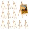 Voittozege 12 Pack 9.5 x 7 Inch Wood Easels Wood Display Canvases Easels Set Easel Stand Tabletop Painting Canvas Tall Display Easels Set for Painting Artist Portable Canvas Photo Sign Holder view 1