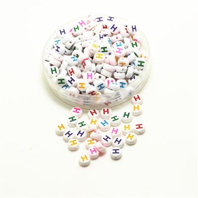 1000 Pieces 4x7mm Round Acrylic Alphabet Letter Beads Single A-Z Mixed Plastic Shape Loose DIY Beads for Jewelry Making Bracelets Necklaces (Letter H)
