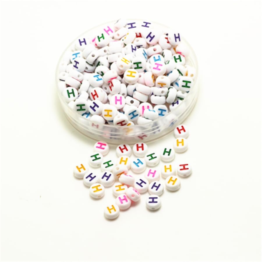 1000 Pieces 4x7mm Round Acrylic Alphabet Letter Beads Single A-Z Mixed Plastic Shape Loose DIY Beads for Jewelry Making Bracelets Necklaces (Letter H)