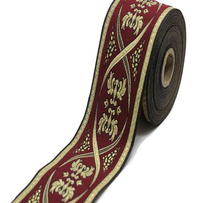 10.9 Yards Spool 2.75 inches Wide Bordeaux and Gold Royal Crown Jacquard Trim Vintage Ribbon Decorative Craft Ribbon Sewing Jacquard Ribbon Trim 70055