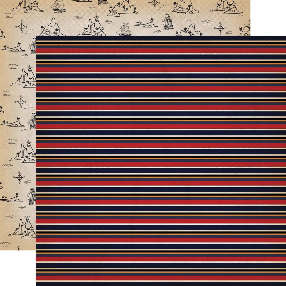 Pirates Double-Sided Cardstock 12"X12"-Scallywag Stripes
