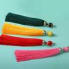 qbodp 10 Pieces Beaded Tassels,5 Inch Long Tassel Charms Hanging Ornament,Handmade Craft Tassels for Keychain,Gift Tag,Crafts,Dark Red view 3