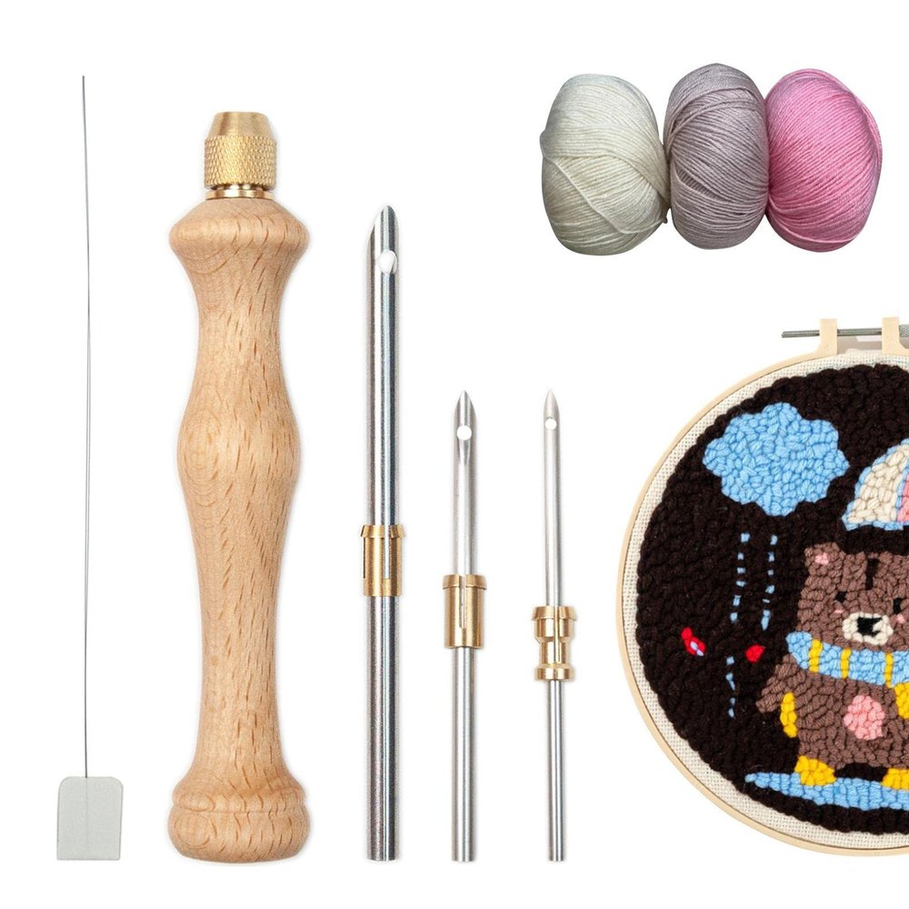 Hoghaki Needle Tool - Embroidery Kit - Wooden Needles, Embroidery Needle Set Craft Needlework Needle for Stitching Applique Embellishment