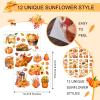 BBTO 12 Sheets Thanksgiving Rub on Transfers for Crafts and Furniture Fall Pumpkin Maple Leaf Sunflower Rub on Decals Autumn Stickers for Home Office Paper Wood DIY Crafts, 5.5 x 5.5 Inch view 3