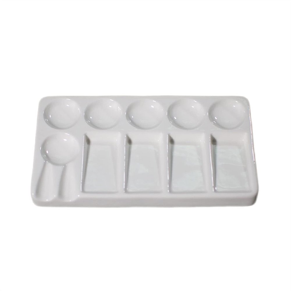 EactEl Ceramic Rectangular Artist Palette, Suitable for Oil Painting, Watercolor, Gouache Mixing Tray