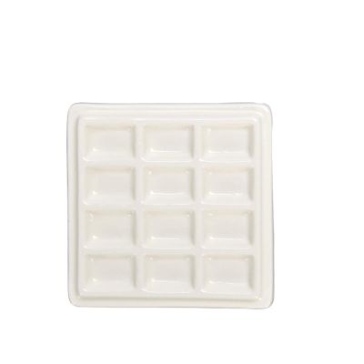 EactEl Ceramic Watercolor Palette, Rectangular Multi-Grade White Porcelain Palette, Art Supplies Painting Palette with Cover (Size : 12 grids with lid)