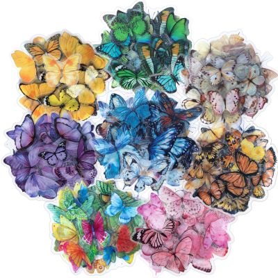 Imeepa Transparent Stickers 320Pcs Butterfly Stickers, PET Vintage Butterfly Decorative Decals for Scrapbook Crafts DIY Arts Bullet Journals Junk Journal Planners Phone Cases