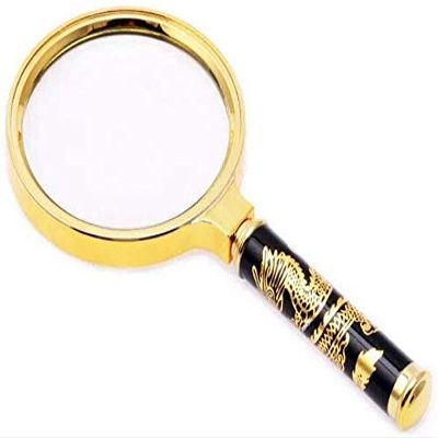 FairUo Magnifyings,Educational Hobby Magnifiers, Golden Dragon Handle Retro Magnifier 10 Times Handheld 20 Times Large Outdoor Old Man Dragon Pattern Handle Archaeology Children Student/Gold/80Mm