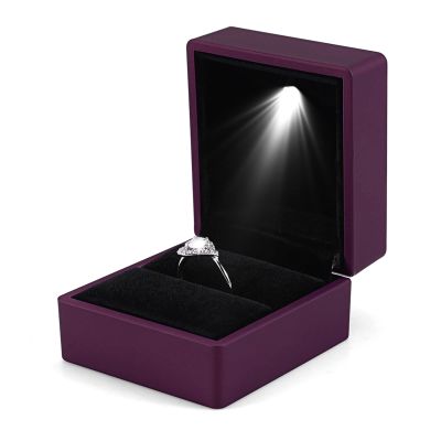 QANYEGN LED Lighted s Storage Box, 4 Colors Wedding s Boxes, Rubber Plush Jewelry Display Case for Wedding Decorations.()