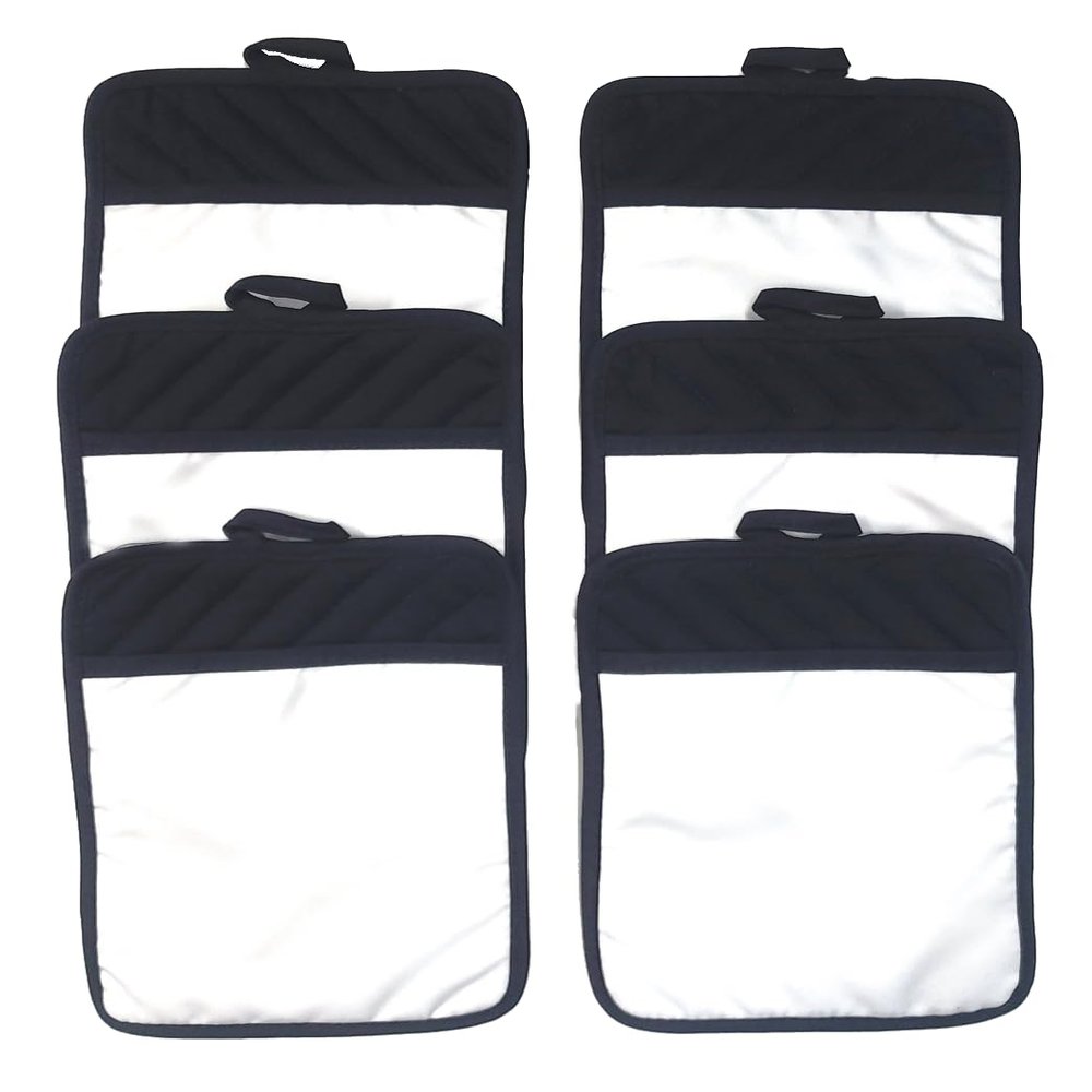 Sublimation Blanks 9"x7" Polyester/Cotton Black Pot Holders with Sublimation Pocket DIY Set of 6