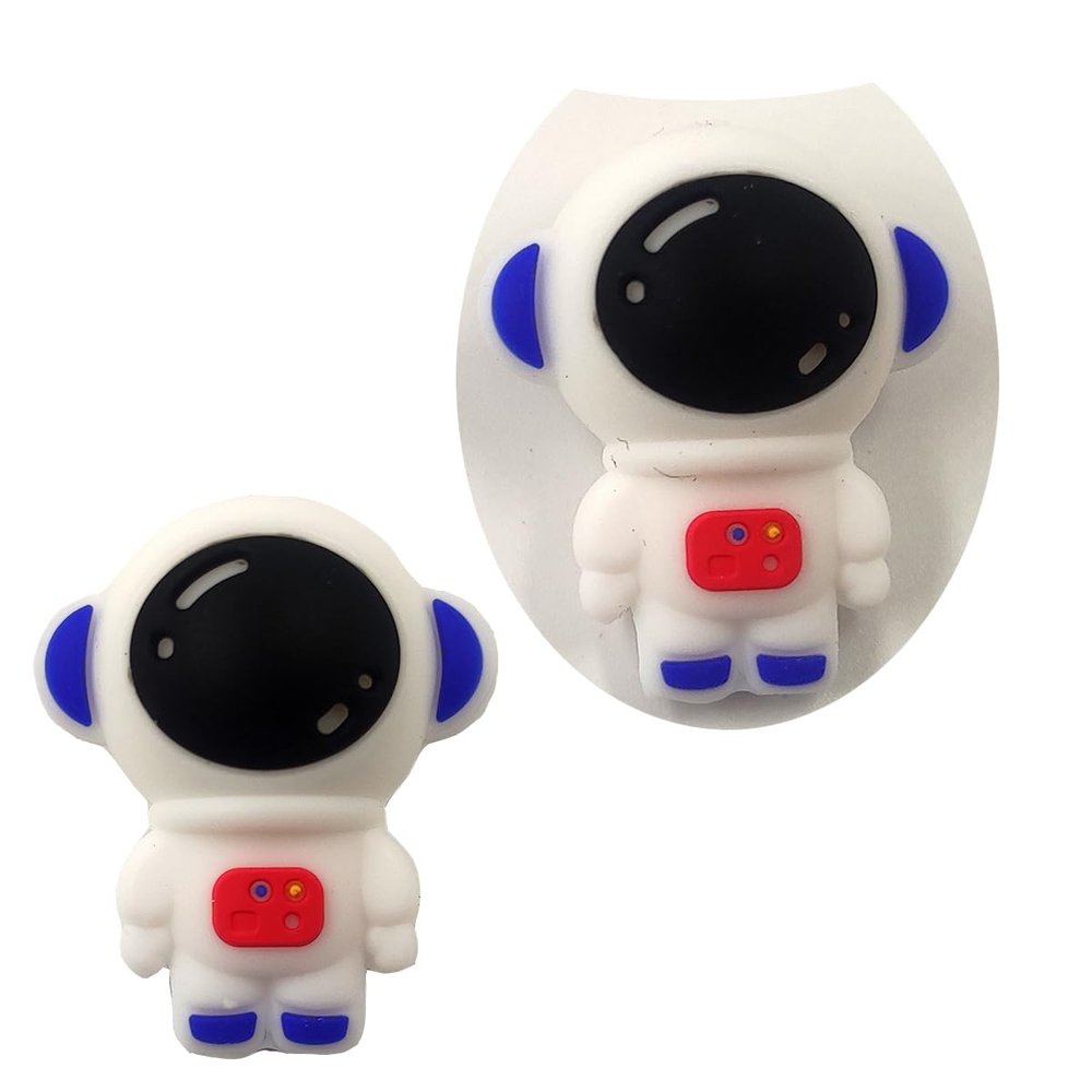 Arakierst 15pcs Red Color Cartoon Silicone Astronaut Shaped Beads Cute Animal Flat Spacer Beads for Keychain Making Woman Lanyard DIY Pen Accessory
