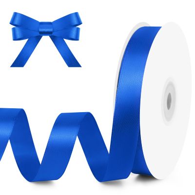KMER LIFE 5/8" Wide x 50 Yards Royal Blue Satin Ribbon - Perfect for Wedding Decor, Wreaths, Crafts, Gift Wrapping & Other Projects