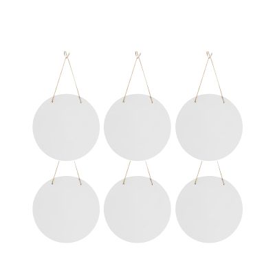 PYD Life 6 Pack 10" Round Sublimation Door Hanger Blanks White Hardboard MDF Wood Blanks Wall Hanging Ornaments for Heat Press Machine Printing