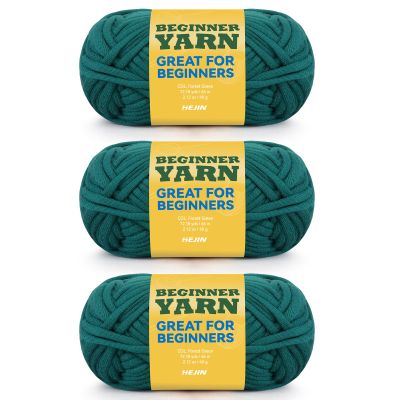 3x60g Forest Green Yarn for Crocheting and Knitting;3x66m (72yds) Cotton Yarn for Beginners with Easy-to-See Stitches;Worsted-Weight Medium #4;Cotton-Nylon Blend Yarn for Beginners Crochet Kit Making