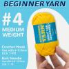 3x60g Forest Green Yarn for Crocheting and Knitting;3x66m (72yds) Cotton Yarn for Beginners with Easy-to-See Stitches;Worsted-Weight Medium #4;Cotton-Nylon Blend Yarn for Beginners Crochet Kit Making view 3