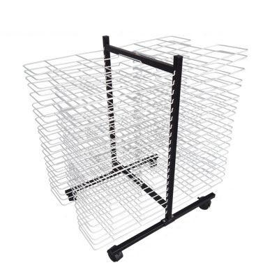SOBS Art Drying Rack for Classroom, Mobile Paint Drying Rack Double-Sided 40 Shelves Metal Artwork Storage Display Rack Canvas Stack Rack with Wheels for Schools, Art Studios