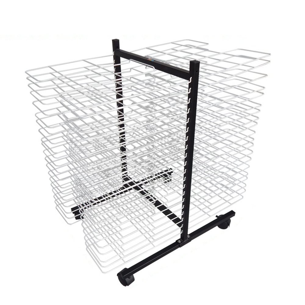 SOBS Art Drying Rack for Classroom, Mobile Paint Drying Rack Double-Sided 40 Shelves Metal Artwork Storage Display Rack Canvas Stack Rack with Wheels for Schools, Art Studios
