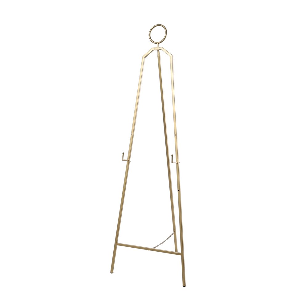 Deco 79 Metal Display Easel Tall Adjustable 3 Tier Floor Standing Easel with Circular Ring Top, Display Stand 22" x 22" x 66", Gold