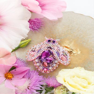 Wizardi Bead Embroidery Decoration - Ametrine Wings. Colorful Beads, Beading Needles. DIY Kit. Embroidery for Beginners. Home Decor. AD-085 Abris Art